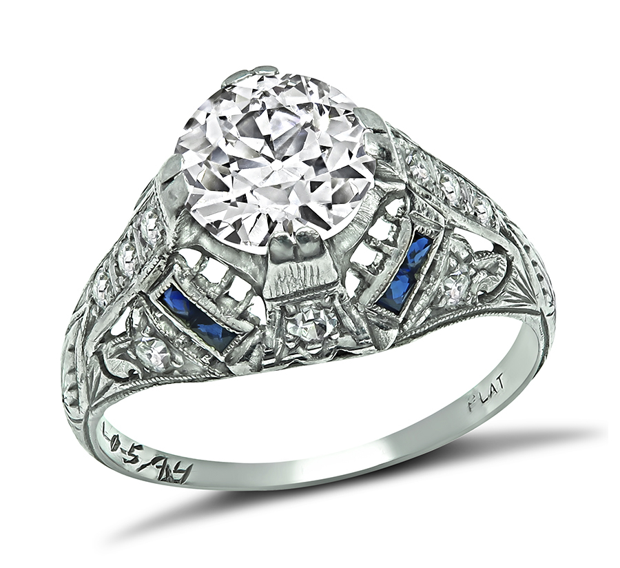 1.02ct Diamond Art Deco Engagement Ring