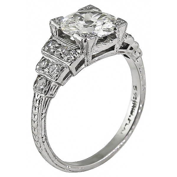 Art Deco GIA Certified 1.20ct Diamond Engagement Ring