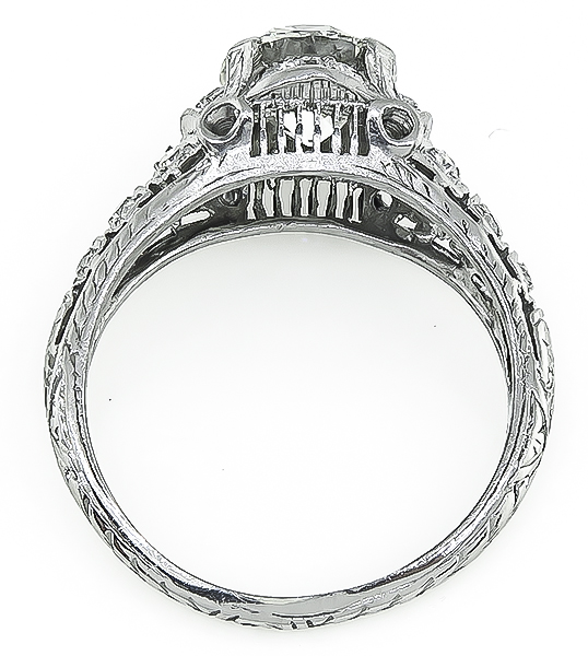 GIA Certified 1.21ct Diamond Art Deco Engagement Ring