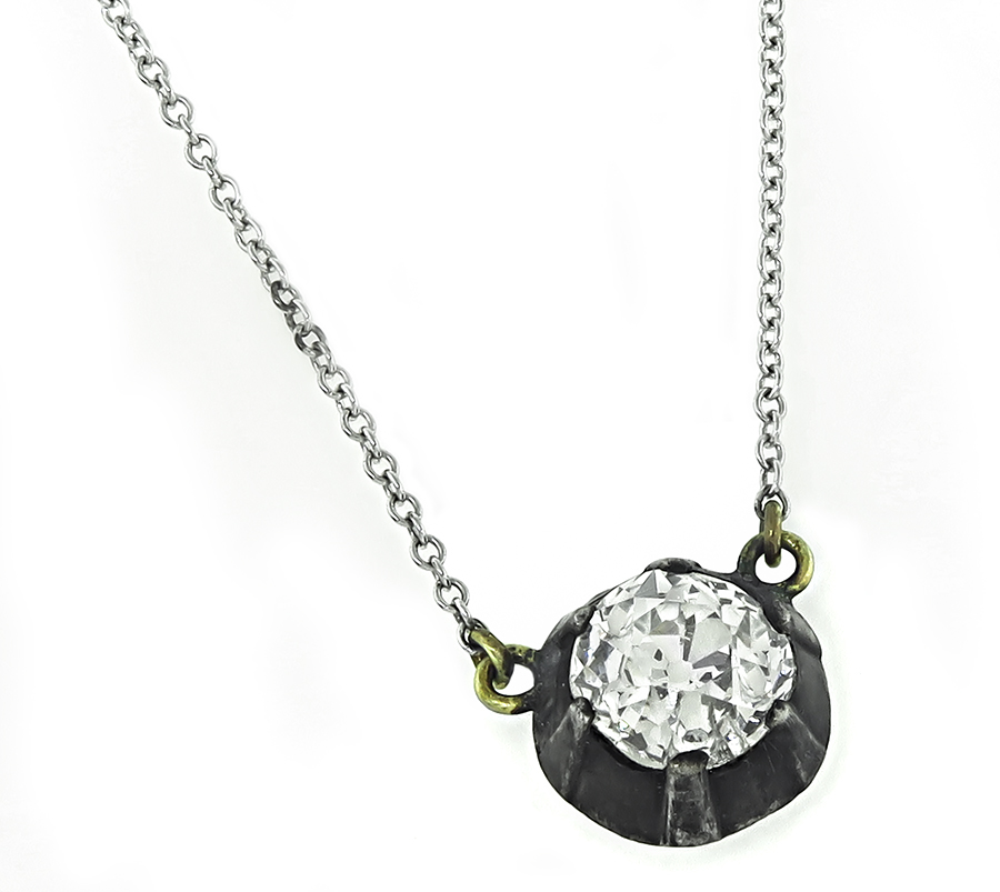 Vintage 1.26ct Diamond Pendant Necklace