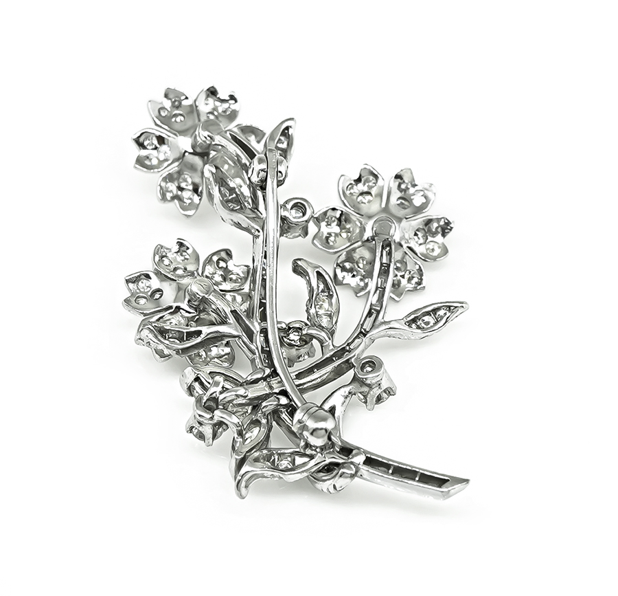 Vintage 1.50ct Diamond Flower Pin