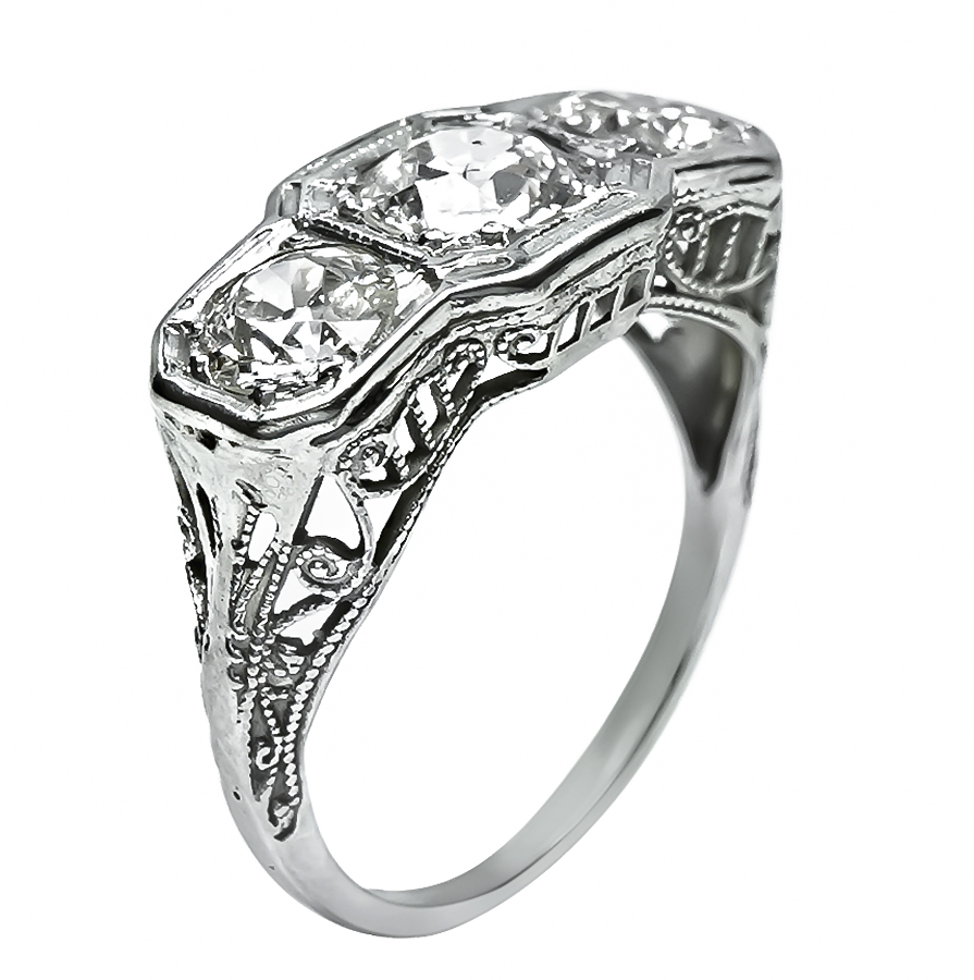 Vintage 1.75cttw Diamond Gold 3 Stone Ring