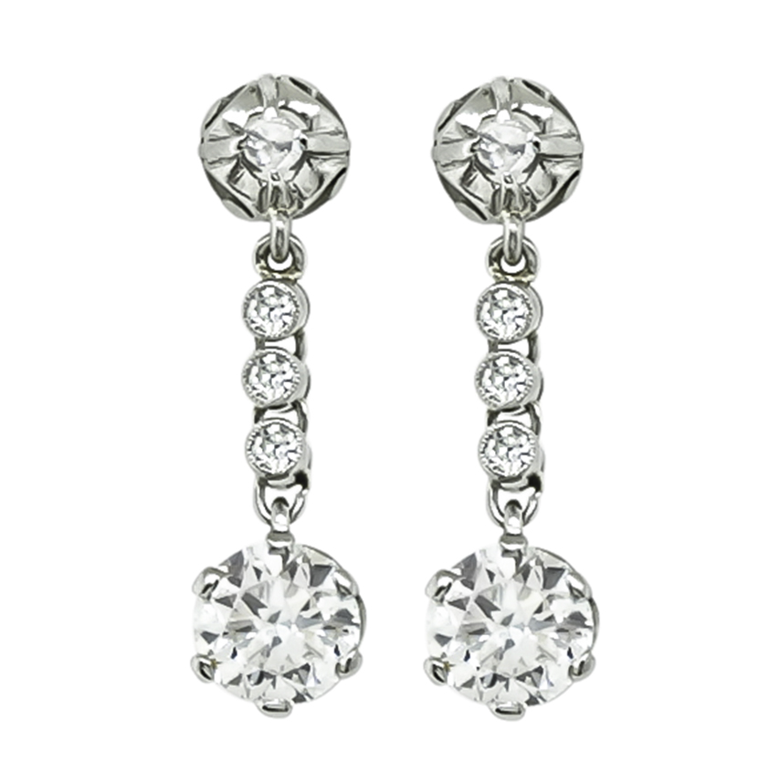 Vintage 1.96cttw Diamond Drop Earrings