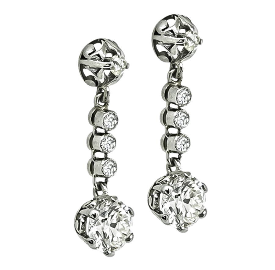 Vintage 1.96cttw Diamond Drop Earrings