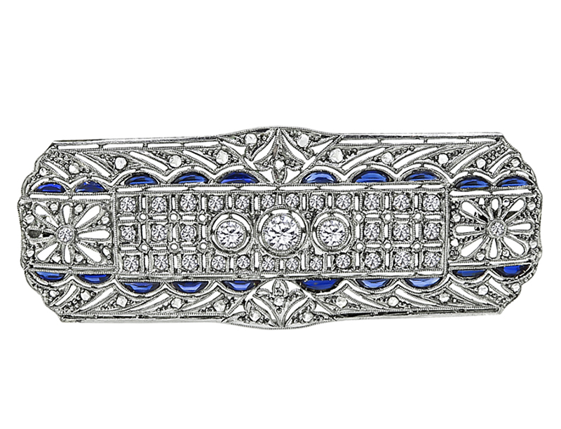 Vintage 2.00ct Diamond Sapphire Pin / Pendant