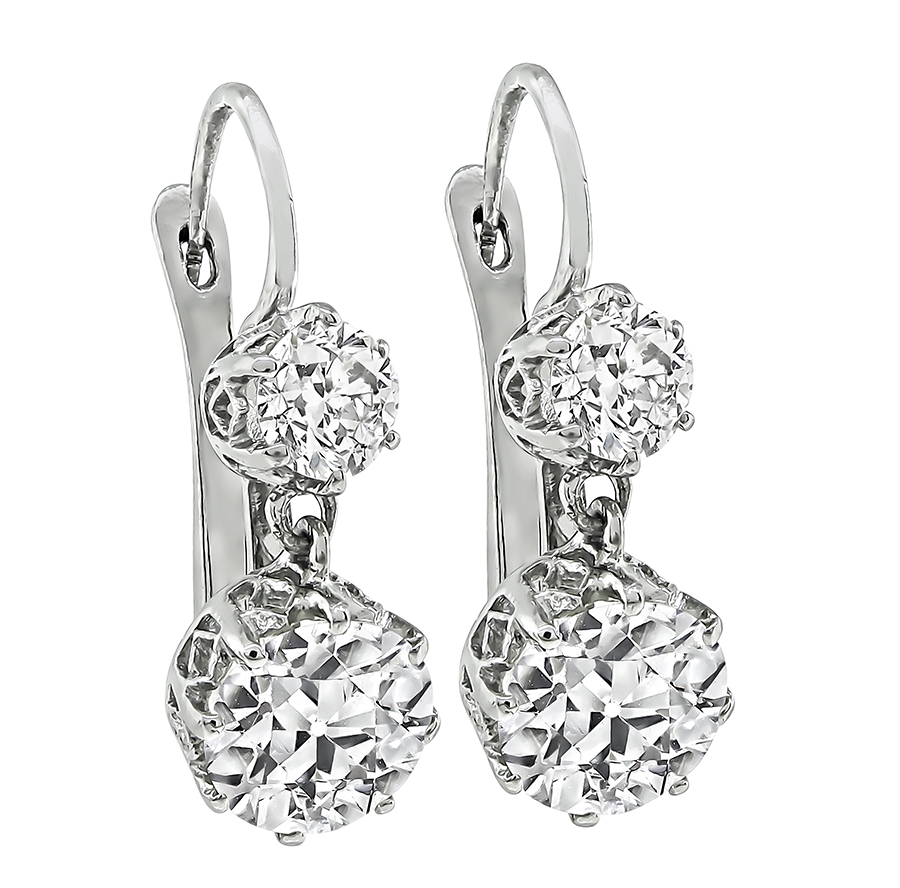 Estate 3.03ct Diamond Drop Earrings