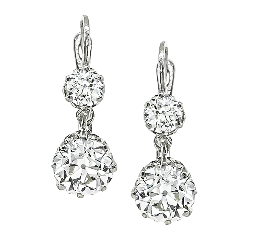 Estate 3.93cttw Diamond Dangling Earrings