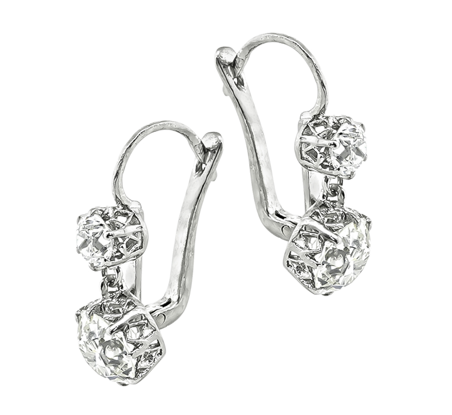 Estate 3.93cttw Diamond Dangling Earrings