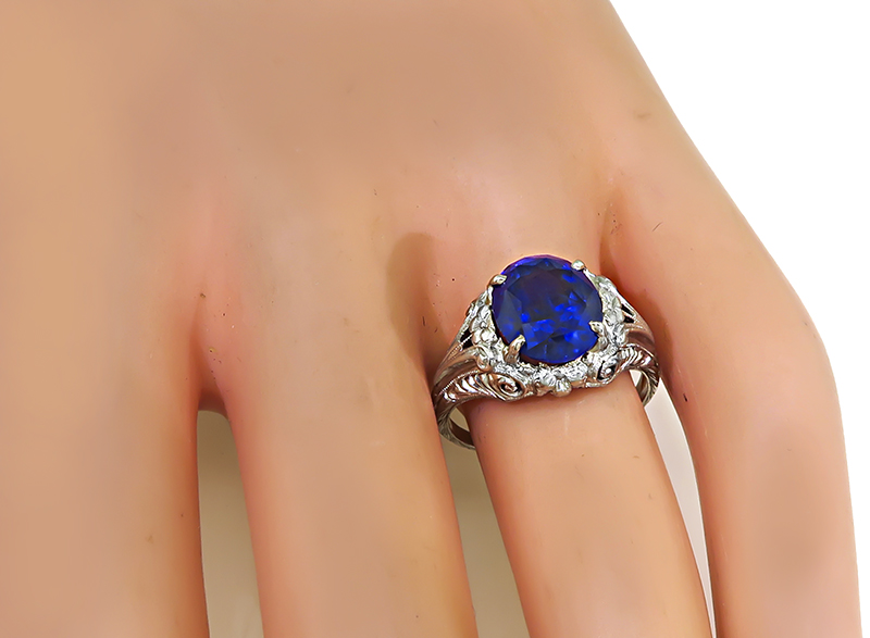 Art Deco 4.33ct Sapphire Engagement Ring