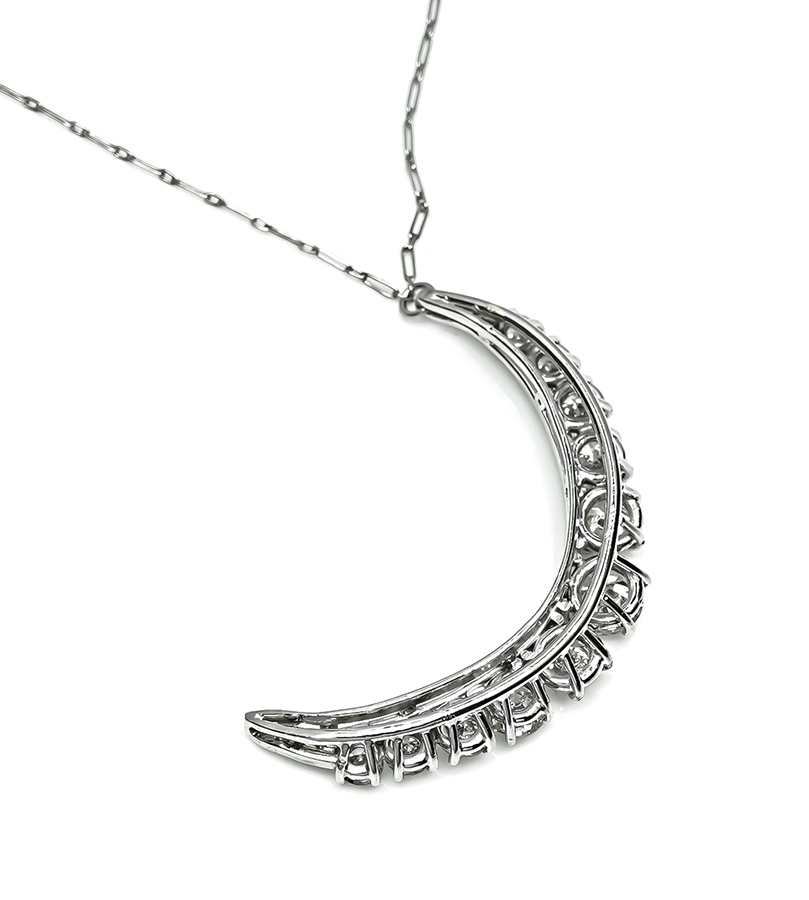 Vintage 5.00ct Diamond Crescent Pendant Necklace