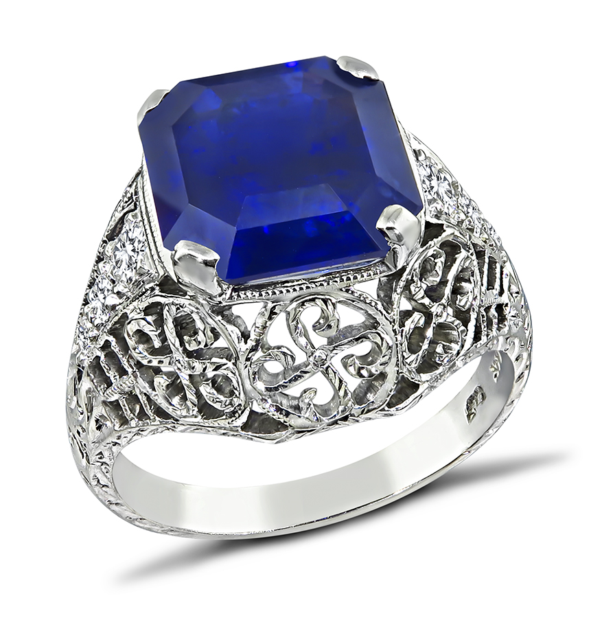 Vintage 5.40ct Sapphire White Gold Engagement Ring