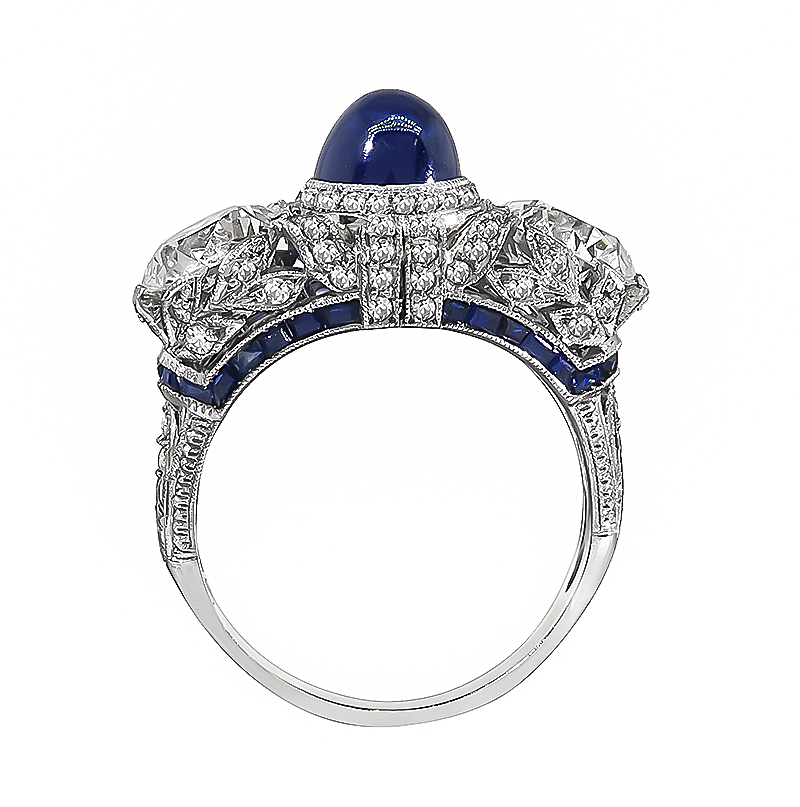 Antique Kashmir Sapphire Diamond Ring