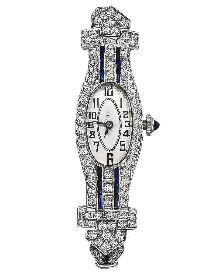 Vintage Goering Swiss 2.00ct Diamond Sapphire Watch
