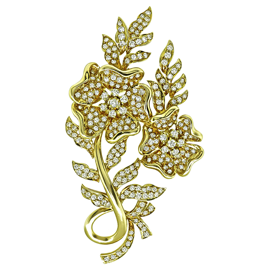 Estate 4.25ct Diamond Gold Pin