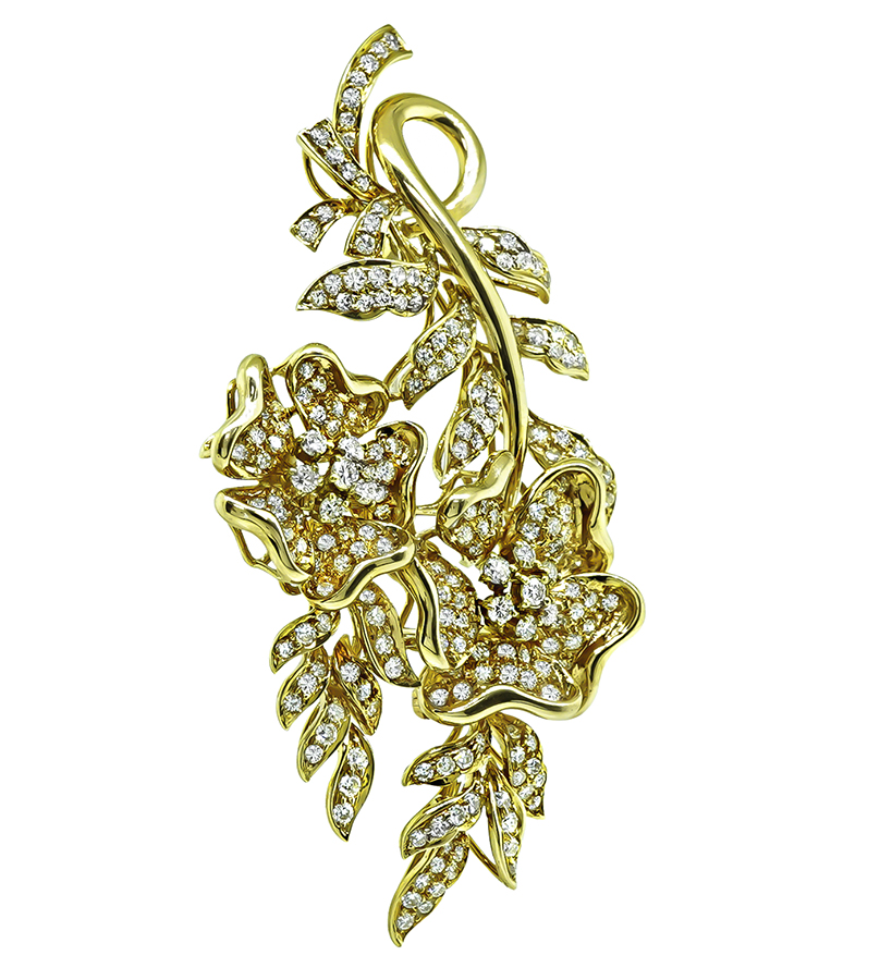 Estate 4.25ct Diamond Gold Pin