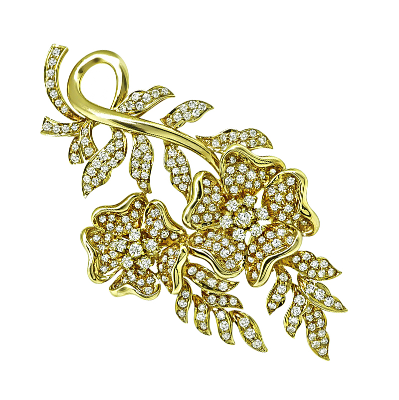 Estate 4.25ct Diamond Gold Pin