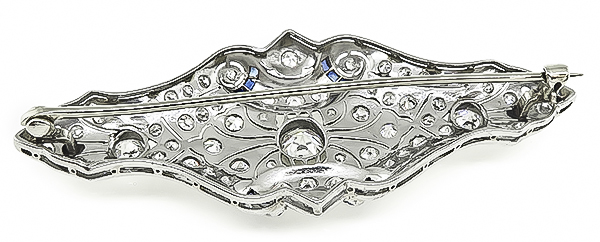 Art Deco 3.00ct Diamond Sapphire Pin