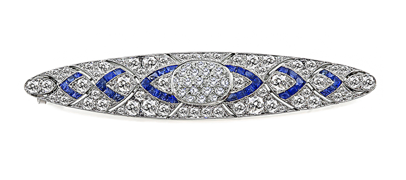 Art Deco 4.40ct Diamond 1.00ct Sapphire Pin