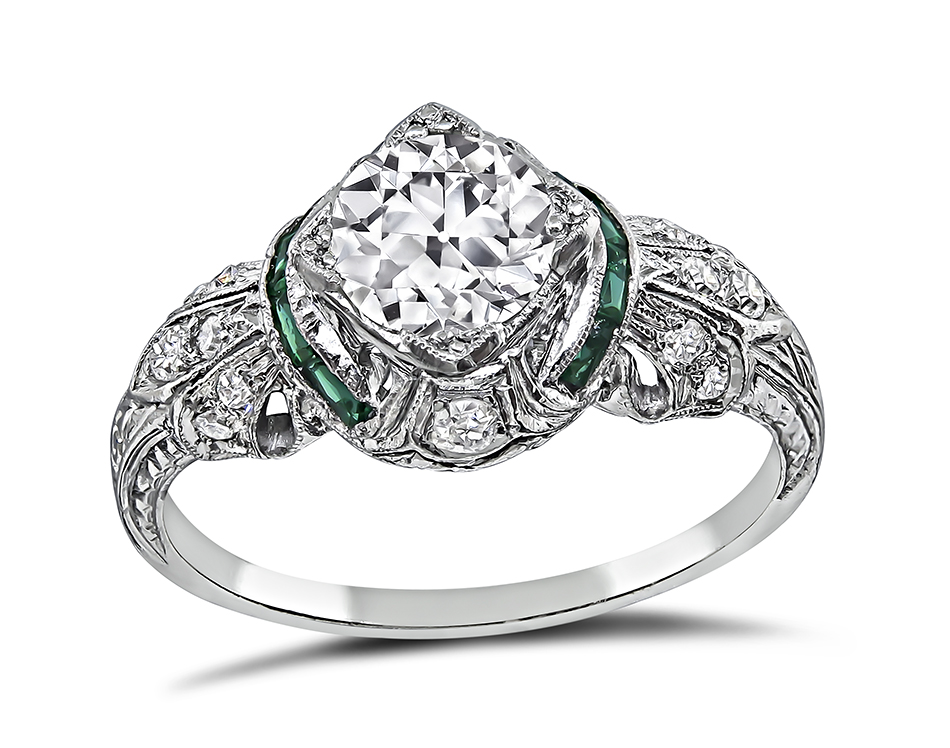 Art Deco GIA Certified 0.82ct Diamond Engagement Ring
