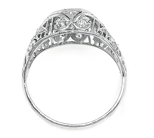 Art Deco GIA Certified 0.91ct Diamond Engagement Ring