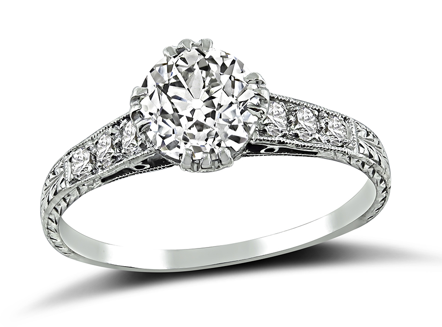 Edwardian GIA Certified 1.01ct Diamond Engagement Ring