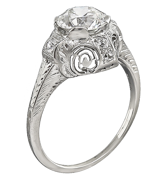 Art Deco GIA Certified 1.18ct Diamond Engagement Ring
