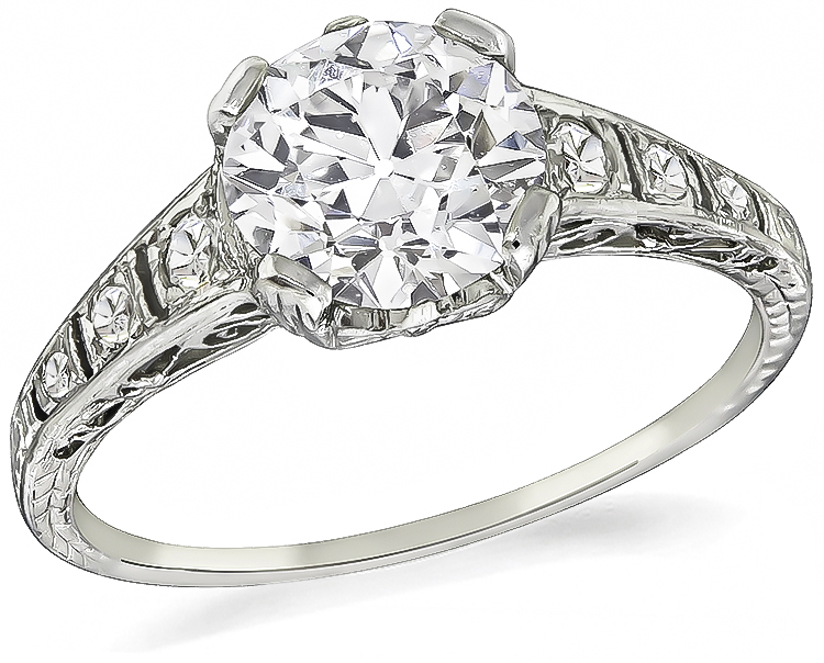 Art Deco GIA Certified 1.32ct Diamond Engagement Ring