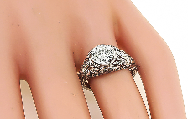 Art Deco GIA Certified 1.33ct Diamond Engagement Ring