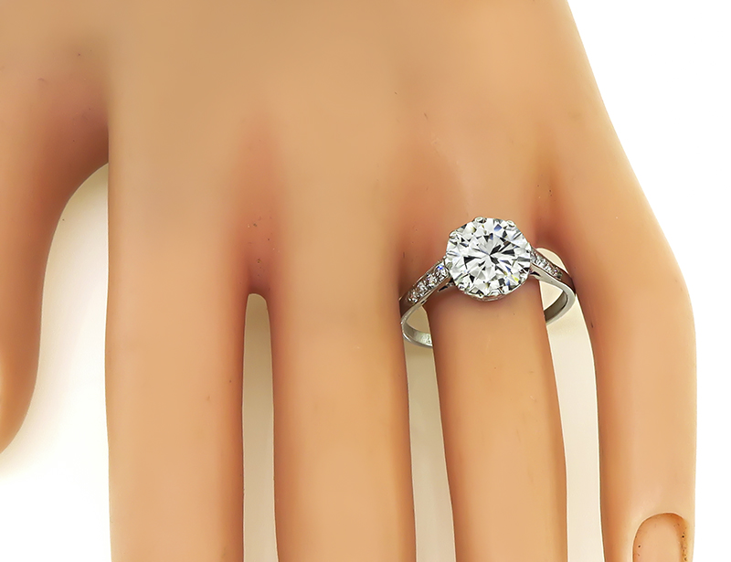 Vintage GIA Certified 3.18ct Diamond Engagement Ring
