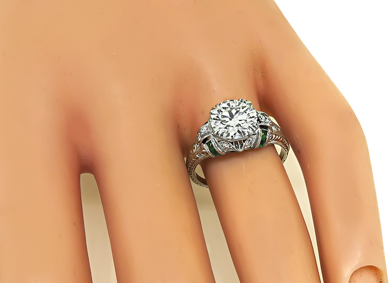 Art Deco GIA Certified 1.65ct Diamond Engagement Ring