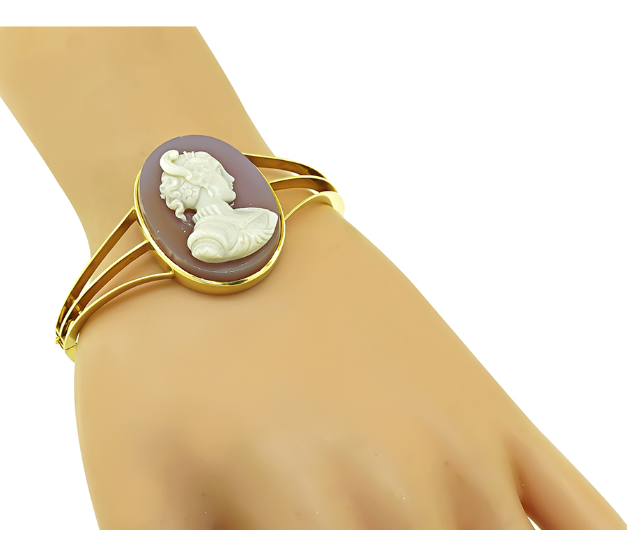 Vintage Gold Cameo Bangle