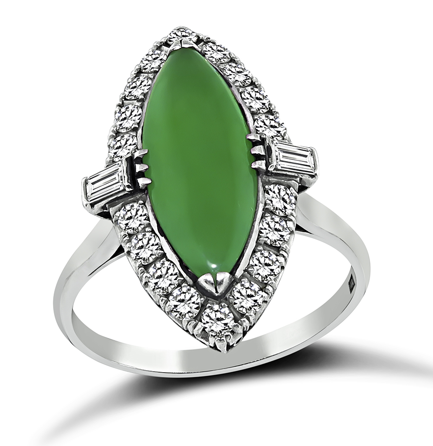 Art Deco Jade 0.70ct Diamond Platinum Ring