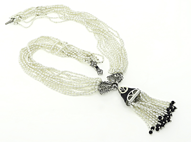 Belle Epoque Pearl 0.50ct Diamond Onyx Necklace
