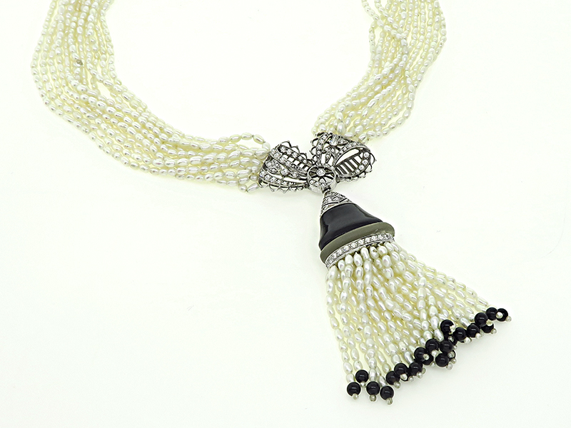 Belle Epoque Pearl 0.50ct Diamond Onyx Necklace