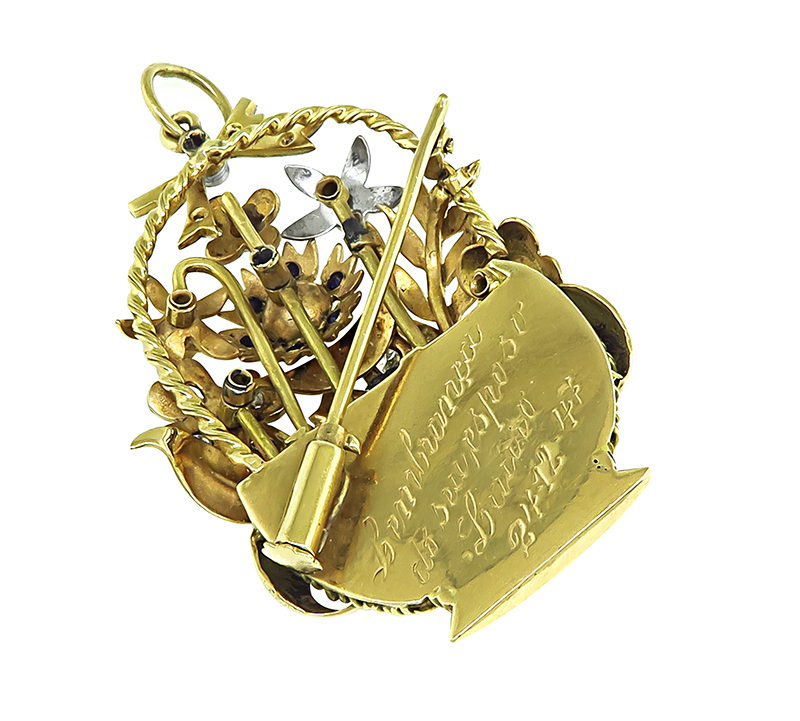 Retro Gold Basket Pin Pendant