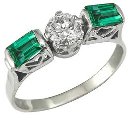 0.50ct Diamond 1.25ct Emerald Ring photo 1