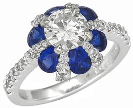 0.83ct diamond 1.50ct sapphire engagement ring photo 1