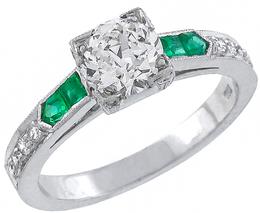 0.88ct diamond emerald engagement ring photo 1