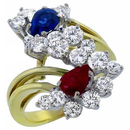 ruby sapphire diamond 18k yellow gold ring 1