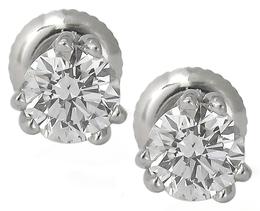 1.10ct diamond 14k gold stud earrings front view photo