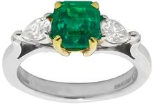 1.45ct emerald 0.60ct diamond platinum gold ring pic 1