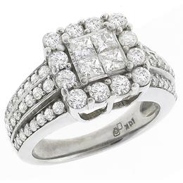 14k white gold diamond cluster ring 1