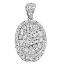 1.75ct Round & Baguette Cut Diamond 18k White Gold Pendant