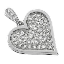 14k white gold diamond heart pendant 1