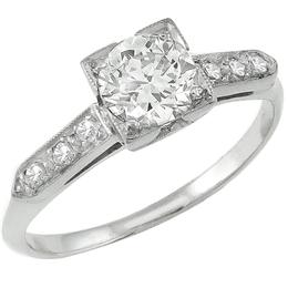 1920s  0.50ct Old Mine Cut Diamond Platinum Engagement Ring