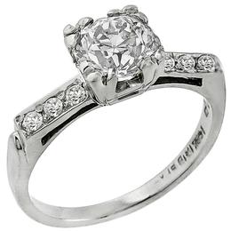 1920s 0.75ct Old Mine Cut Diamond Platinum Engagement Ring