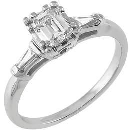 1950s 0.50ct Emerald Cut Diamond 14k Gold Engagement Ring