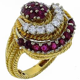 ruby and diamonnd 18k yellow and white gold ring 1