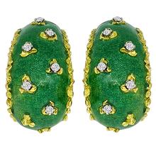 Enamel Diamond Gold Earrings