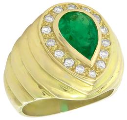 vintage 2.00ct emerald diamond 18k gold ring 3/4 view  photo